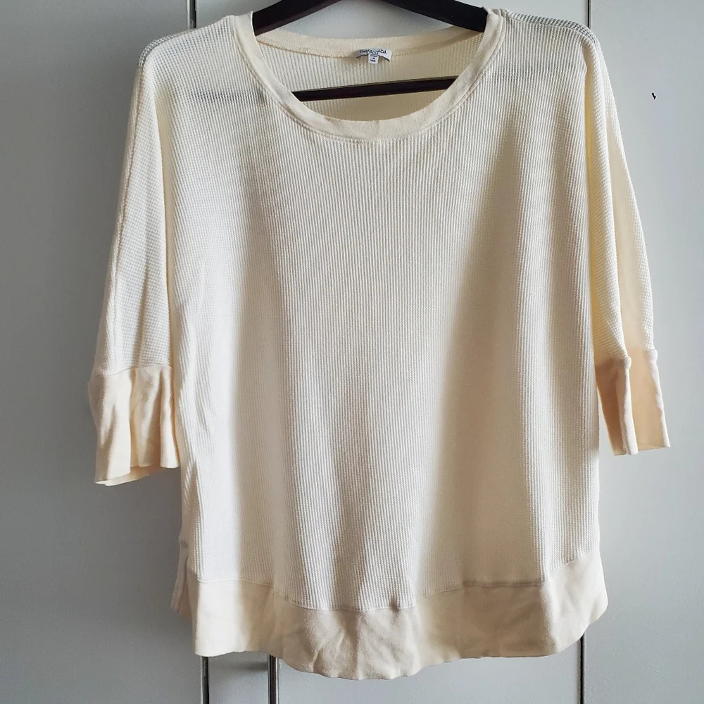 Splendid Size S Cream Waffle Knit 3/4 sleeve shirt